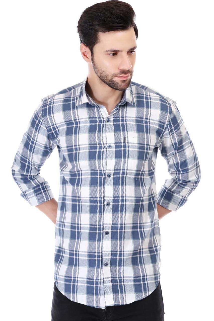 RareWeft Men Slim Fit Checked Full Sleeve Shirt