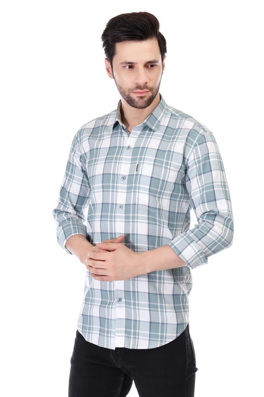 RareWeft Men Slim Fit Checked Full Sleeve Shirt