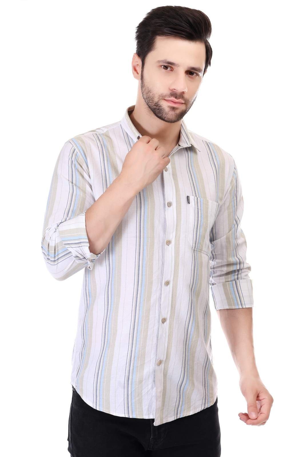 RareWeft Shirts for Men | Striped Cotton Oxford Men's Shirt