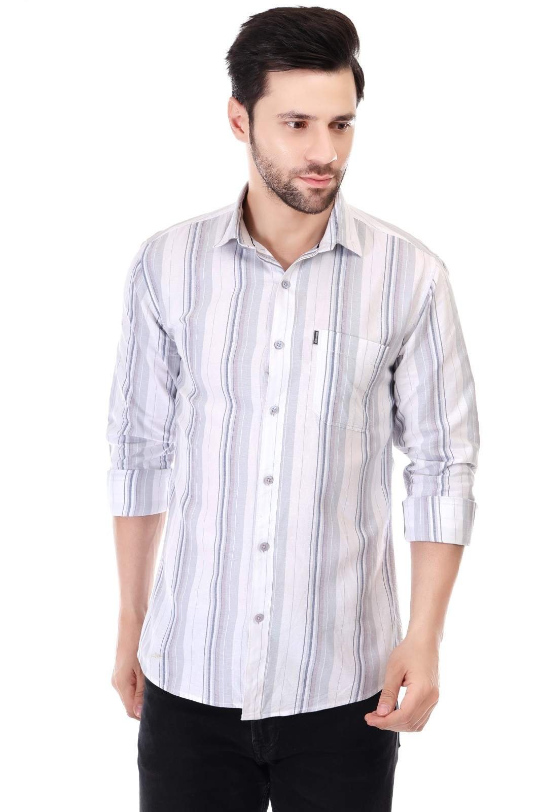 RareWeft Shirts for Men | Striped Cotton Oxford Men's Shirt